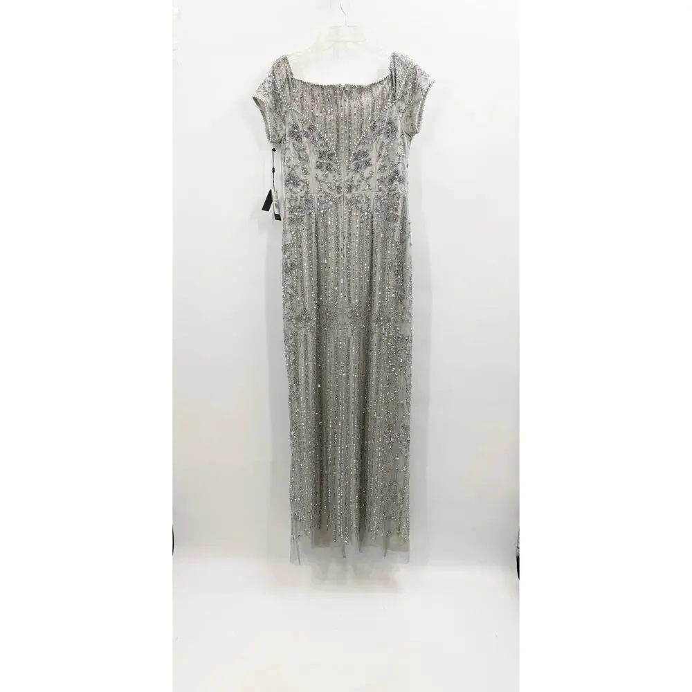 Adrianna Papell Blue Silver Long Formal Gown Dress 12 New Nwt - Picture 10 of 15